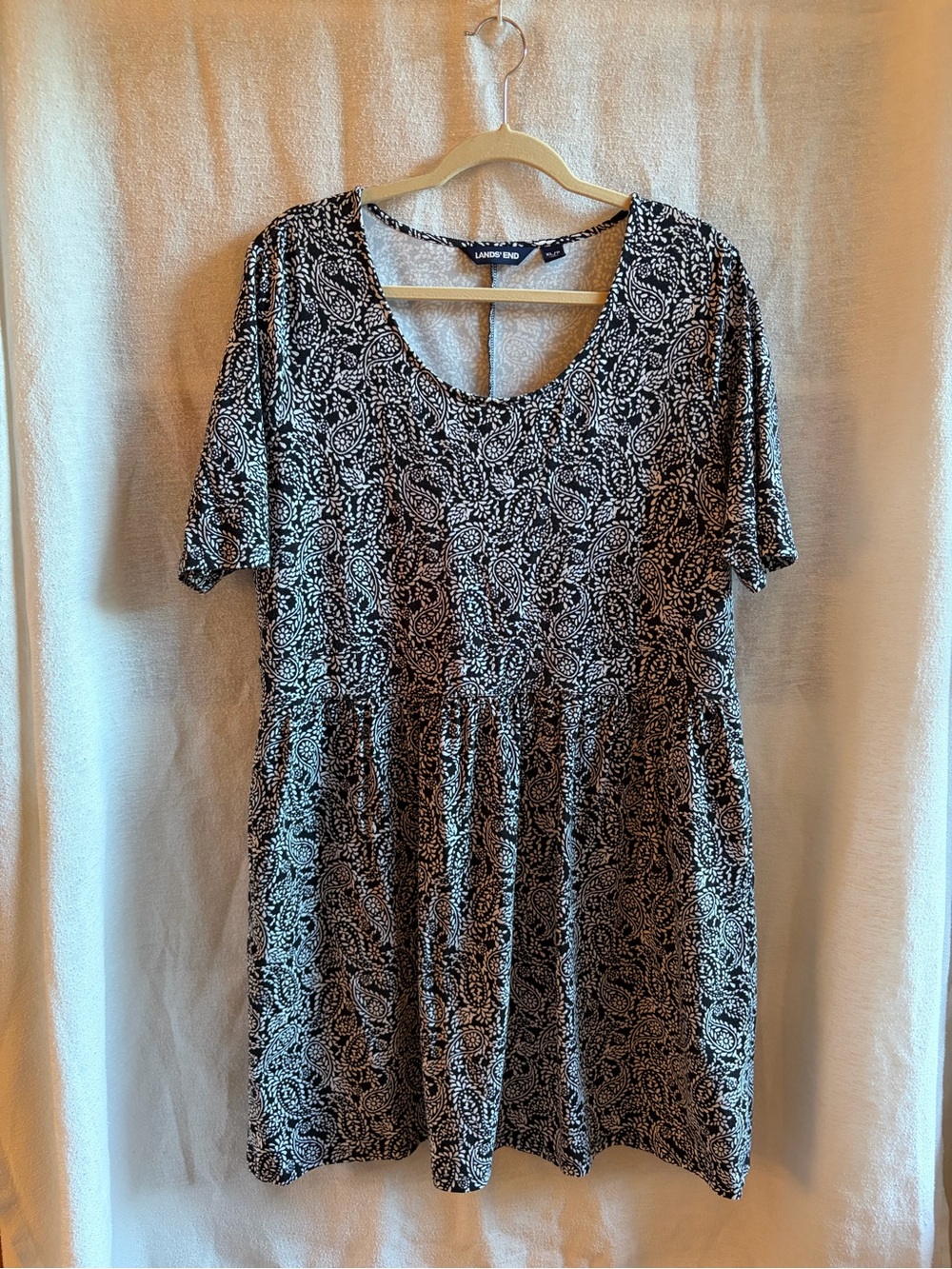 Lands' End Black & White Paisley Mini Dress
